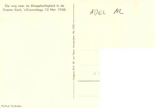 AK / Ansichtskarte  Adel_Niederlande Doopplechtigheid Groote Kerk Gravenhage Adel_Niederlande