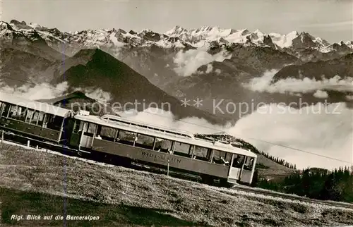 AK / Ansichtskarte 73894716 Eisenbahn_Railway_Chemin_de_Fer Blick auf die Berneralpen 