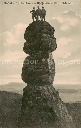 AK / Ansichtskarte  Klettern_Bergsteigen_Climbing_Grimper Barbarine Pfaffenstein Saechs. Schweiz 