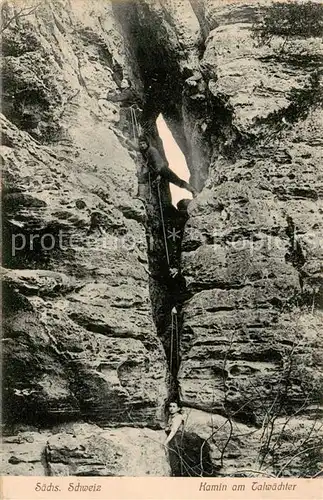 AK / Ansichtskarte  Klettern_Bergsteigen_Climbing_Grimper Kamin am Talwaechter Saechs. Schweiz 