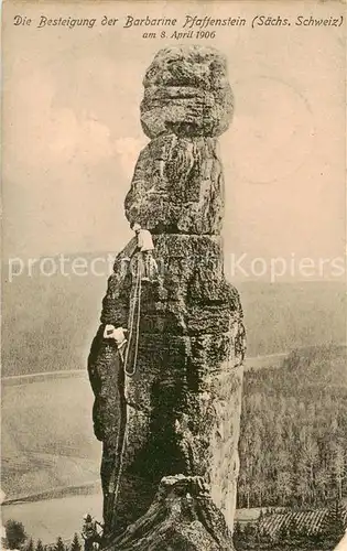 AK / Ansichtskarte  Klettern_Bergsteigen_Climbing_Grimper Barbarine Pfaffenstein Saechs. Schweiz 