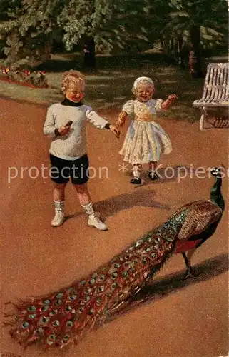 AK / Ansichtskarte 73894780 Tiere Pfau Kinder 