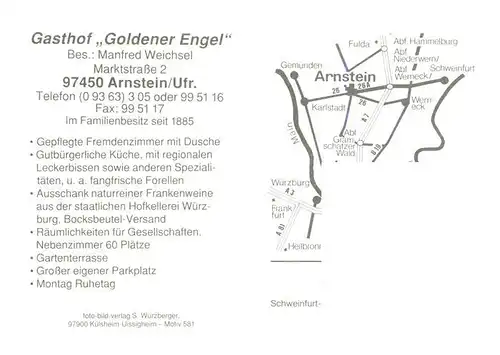 AK / Ansichtskarte 73894794 Arnstein_Unterfranken Gasthof Goldener Engel Gastraeume Arnstein_Unterfranken