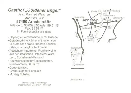 AK / Ansichtskarte  Arnstein_Unterfranken Gasthof Goldener Engel Gastraeume Arnstein_Unterfranken