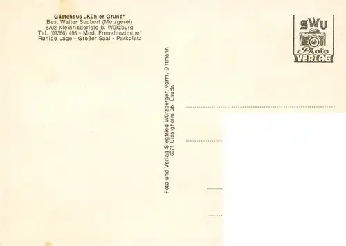 AK / Ansichtskarte  Kleinrinderfeld Gaestehaus Kuehler Grund Gastraeume Kleinrinderfeld