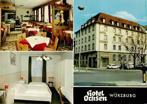 AK / Ansichtskarte  Wuerzburg_Bayern Hotel Ochsen Gastraum Zimmer 