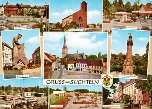 AK / Ansichtskarte  Suechteln Am Neumarkt Franziskuskirche Parkanlagen Weberbrunnen Kirche Kriegerdenkmal Busbahnhof Hallenbad Irmgards Pensionat Suechteln