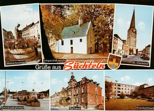 AK / Ansichtskarte 73894833 Suechteln Weberbrunnen Irmgardiskapelle St Clemens Omnibusbahnhof Rathaus Krankenhaus Suechteln
