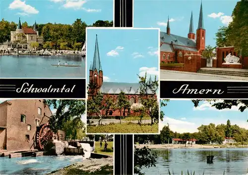 AK / Ansichtskarte  Amern Schwalmta Panorama Kirche Muehle Seepartie Amern