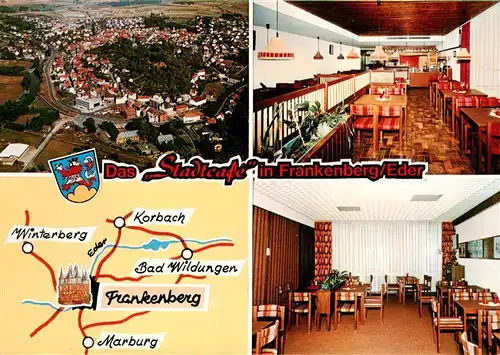 AK / Ansichtskarte  Frankenberg__Eder Fliegeraufnahme Stadtcafe Gastraeume  