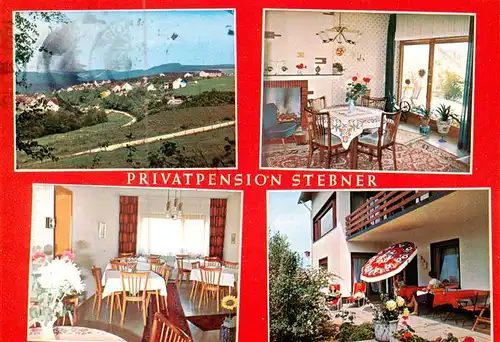 AK / Ansichtskarte  Scheuerfeld_Sieg Privatpension Stebner Gastraeume Terrasse Panorama Scheuerfeld Sieg