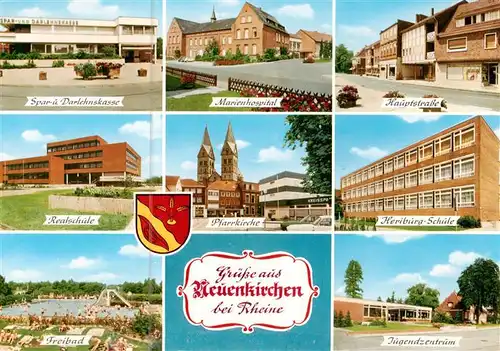 AK / Ansichtskarte 73894992 Neuenkirchen_Steinfurt Spar und Darlehenskasse Marienhospital Hauptstr Realschule Pfarrkirche Heriburg Schule Freibad Jugendzentrum Neuenkirchen_Steinfurt