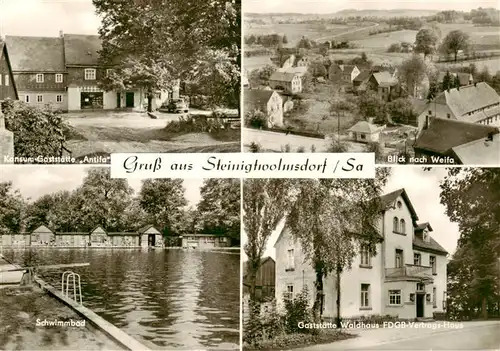 AK / Ansichtskarte  Steinigtwolmsdorf Konsum-Gaststaette Blick nach Weifa Schwimmbad Gaststaette Waldhaus FDGB-Vertragshaus Steinigtwolmsdorf