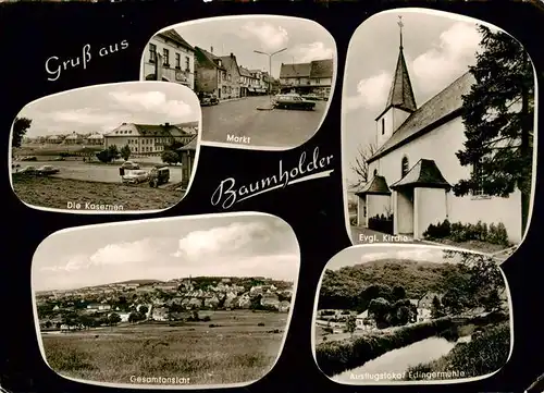 AK / Ansichtskarte  Baumholder_Nahe Kasernen Markt Kirche Panorama Ausflugslokal Edingermuehle Baumholder Nahe