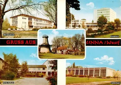 AK / Ansichtskarte  Unna Berufsschule Kreishaus Grillo Schule Hallenbad Unna