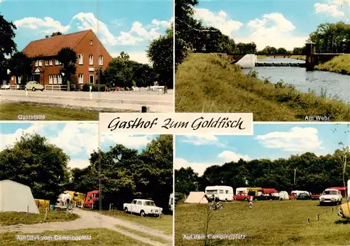 AK / Ansichtskarte 73895102 Herbrum Gasthof Zum Goldfisch Gaststaette Am Wehr Ausfahrt vom Campingplatz  Herbrum