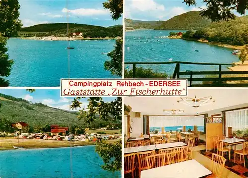 AK / Ansichtskarte  Rehbach_Edertal Campingplatz Rehbach am Edersee Gaststaette Zur Fischerhuette Rehbach Edertal