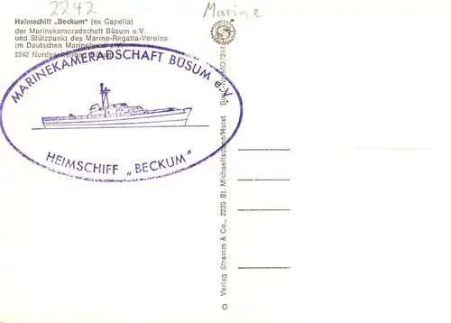 AK / Ansichtskarte  Buesum_Nordseebad Marinekameradschaft Buesum Gastraeume Heimschiff Beckum Buesum_Nordseebad