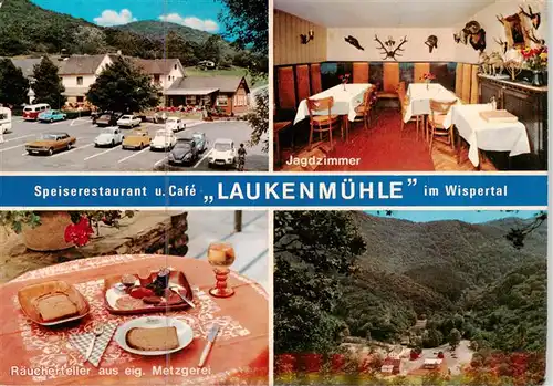 AK / Ansichtskarte  Laukenmuehle_Bad_Schwalbach Restaurant Cafe Laukenmuehle im Wispetal Jagdzimer Raeucherteller Panorama Laukenmuehle_Bad