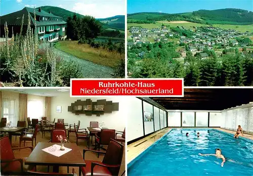 AK / Ansichtskarte  Niedersfeld_Winterberg Ruhrkohle Haus Gaststube Hallenbad Panorama 