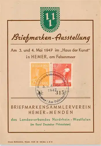 AK / Ansichtskarte 73895310 Hemer Briefmarken Ausstellung im Haus der Kunst Hemer