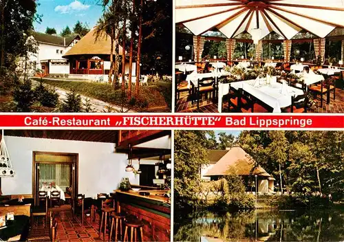 AK / Ansichtskarte 73895352 Bad_Lippspringe Cafe Restaurant Fischerhuette Gastraeume Gondelteich Bad_Lippspringe