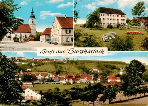 AK / Ansichtskarte 73895376 Burghaslach Gasthof zur Krone Kirche Panorama Burghaslach