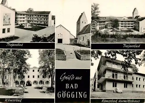 AK / Ansichtskarte 73895420 Bad_Goegging Trajansbad Roemerbad Kurmittelhaus Kirche Bad_Goegging