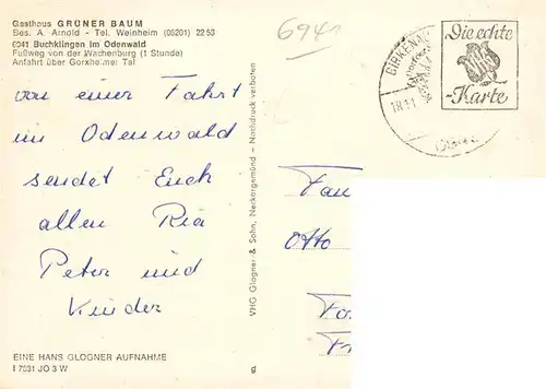 AK / Ansichtskarte 73895429 Buchklingen_Odenwald Teilansicht Gasthaus Gruener Baum Buchklingen Odenwald