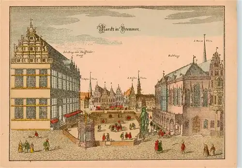 AK / Ansichtskarte  Bremen Marktplatz Kuenstlerkarte Stich Bremen