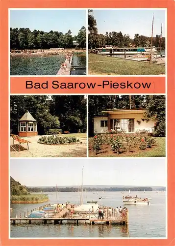 AK / Ansichtskarte  Pieskow_Bad_Saarow Strandbad Neptun Schiffsanlegestelle Solequelle Joh Becher Gedenkstaette Scharmuetzelsee Pieskow_Bad_Saarow