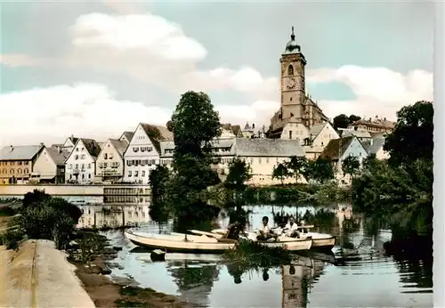 AK / Ansichtskarte  Nuertingen_Neckar Neckarpartie mit Kirche 