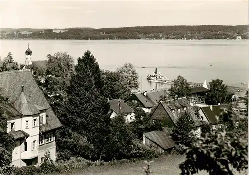 AK / Ansichtskarte  Schondorf_Ammersee Panorama Ablegender Dampfer Schondorf Ammersee