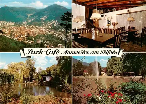 AK / Ansichtskarte  Annweiler_Trifels Park-Café Parkanlagen Teich Panorama Annweiler_Trifels