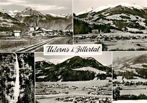 AK / Ansichtskarte  Uderns_Tirol_AT Gesamtansicht mit Alpenpanorama Wasserfall 