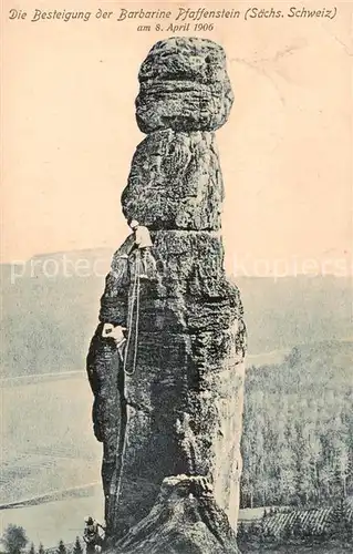 AK / Ansichtskarte  Klettern_Bergsteigen_Climbing_Grimper Barbarine Pfaffenstein Saechs. Schweiz 