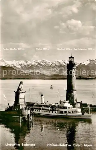 AK / Ansichtskarte  Dampfer_Seitenrad Lindau Bodensee Hafeneinfahrt  