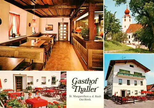 AK / Ansichtskarte 73895759 St_Margarethen_Jenbach_Tirol Gasthof Thaller Gaststube Terrasse Kirche St_Margarethen
