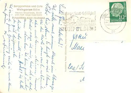 AK / Ansichtskarte  Ruhpolding Berggasthaus und Cafe Weingarten Ruhpolding