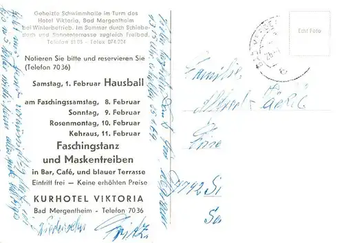 AK / Ansichtskarte  Bad_Mergentheim Geheizte Schwimmhalle im Turm des Hotel Viktoria Bad_Mergentheim