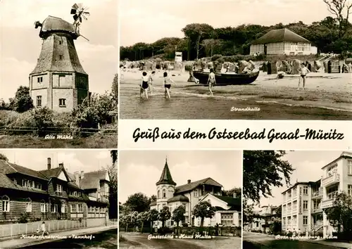 AK / Ansichtskarte  Graal-Mueritz_Ostseebad Alte Muehle Strandhalle Kindersanatorium Gaststaette Rosa-Luxemburg-Heim Graal-Mueritz_Ostseebad