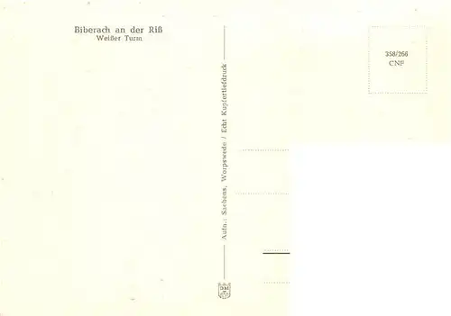 AK / Ansichtskarte  Biberach_Riss Weisser Turm Biberach Riss