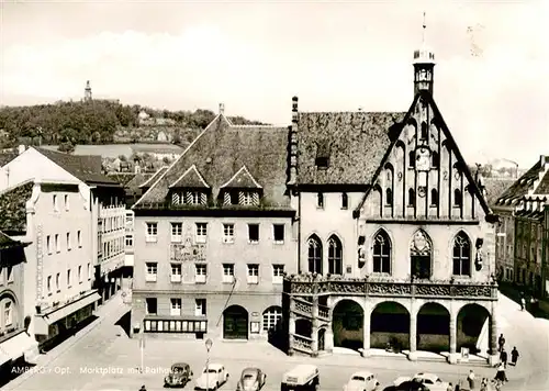 AK / Ansichtskarte  Amberg_Oberpfalz Marktplatz mit Rathaus Amberg Oberpfalz