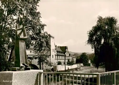 AK / Ansichtskarte  Amberg_Oberpfalz Statue am Stauwehr Amberg Oberpfalz