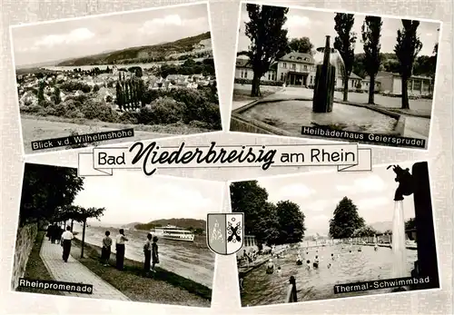 AK / Ansichtskarte 73895869 Bad_Niederbreisig Blick von der Wilhelmshoehe Heilbaederhaus Geiersprudel Rheinpromenade Thermal Schwimmbad Bad_Niederbreisig