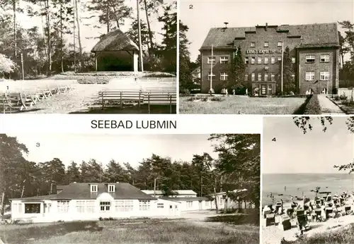 AK / Ansichtskarte  Lubmin_Ostseebad Musikpavillon Ernst Kamieth Heim Ferienheim der Handwerker des Bezirks Magdeburg Am Strand Lubmin_Ostseebad