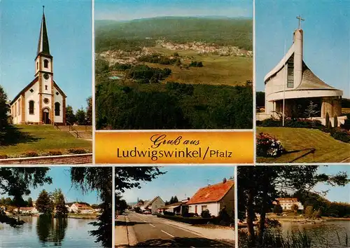 AK / Ansichtskarte 73895885 Ludwigswinkel Kirchen Panorama Seepartien Ortsstrasse Ludwigswinkel