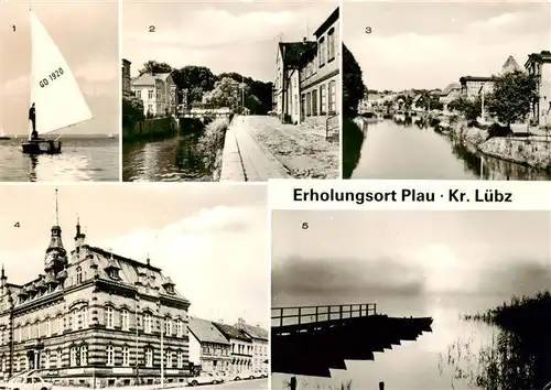 AK / Ansichtskarte  Plau_Mecklenburg Plauer See Zugbruecke Strandstrasse Rathaus Morgenstimmung Plau_Mecklenburg