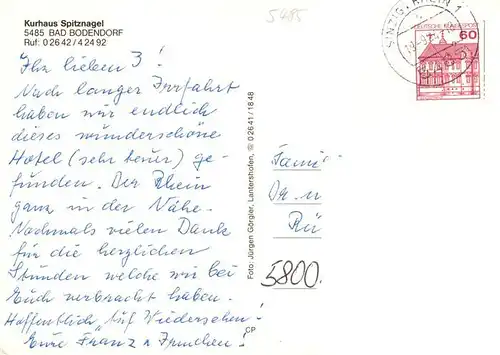 AK / Ansichtskarte  Bad_Bodendorf_Sinzig Kurhaus Spitznagel 