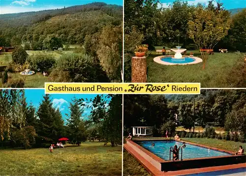 AK / Ansichtskarte  Riedern_Erftal_Eichenbuehl_Unterfranken Gasthaus und Pension Zur Rose Panorama Schwimmbad Brunnen 